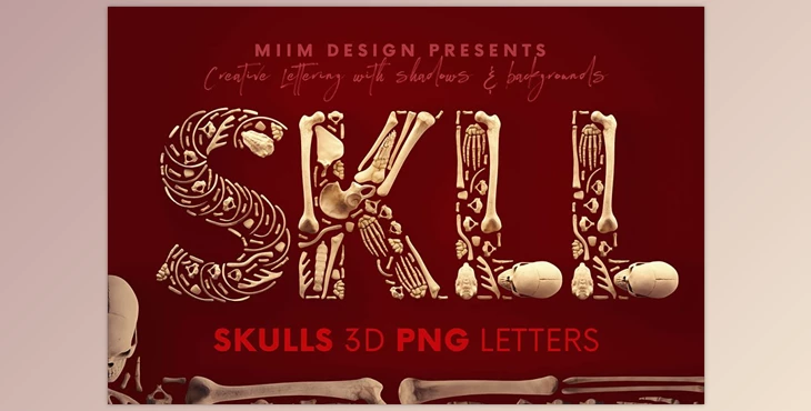 Download Skulls & Bones – 3D Lettering Creativemarket - 5770250