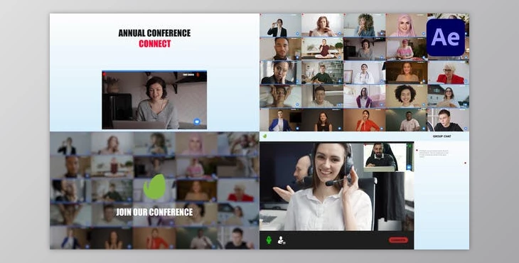 Download Video Conference Multiscreen for After Effects (Videohive 45527366) - AE Project