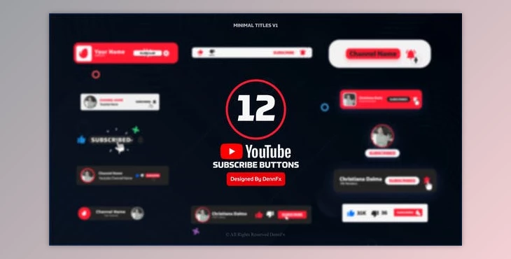 Download Youtube Subscribe Buttons Pack (Videohive 45467613) - AE Project