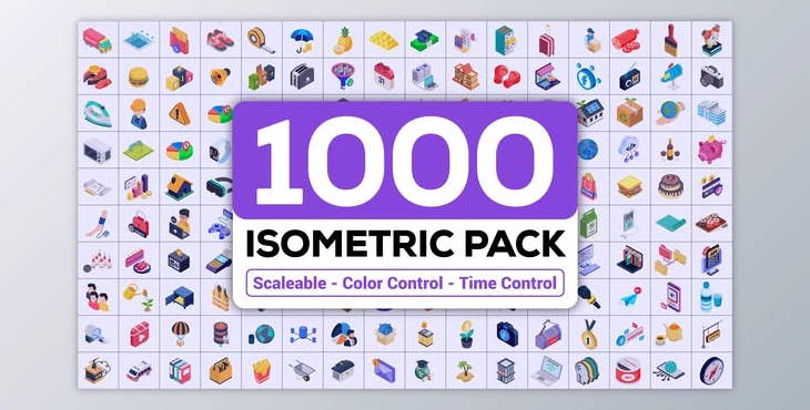 Download 1000+ Isometric Icons Pack (Videohive 45069763) - AE Project