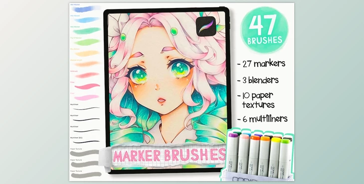 Download Copic Inspired Marker Brushes for Procreate