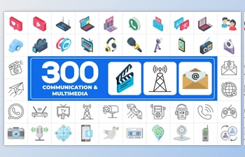 Download 300 Icons <span class='badge badge-warning'>Pack</span> – Communication & Multimedia (<span class='badge badge-warning'>Videohive</span> 45702016) - AE Project