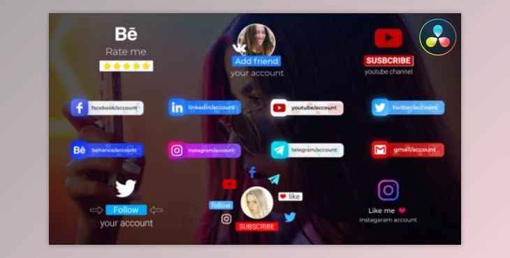 Download Social Media Subscribers for DaVinci Resolve (Videohive 44544578)