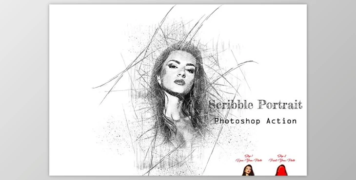 Download Scribble Portrait Photoshop Action CreativeMarket - 17651446