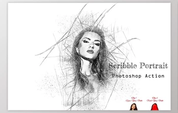 Download Scribble Portrait Photoshop Action CreativeMarket - 17651446