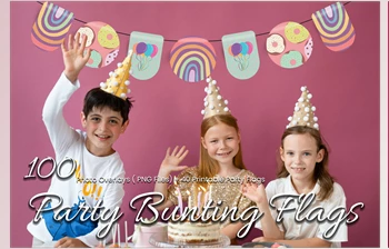 Download 100 Party Bunting <span class='badge badge-warning'>Flags</span> Photo Overlays