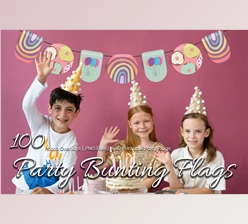 Download 100 Party Bunting Flags Photo Overlays