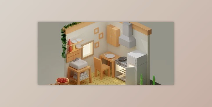 Download Isometric Kitchen Room Made In Blender