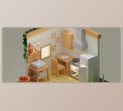 Download Isometric Kitchen Room Made In Blender