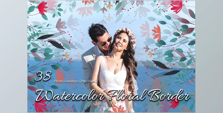 Download 38 Watercolor Floral Border Overlays