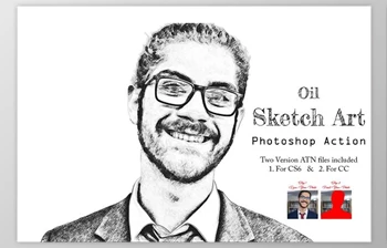 Download Oil Sketch Art <span class='badge badge-warning'>Photoshop</span> Action Creativemarket - 21341937
