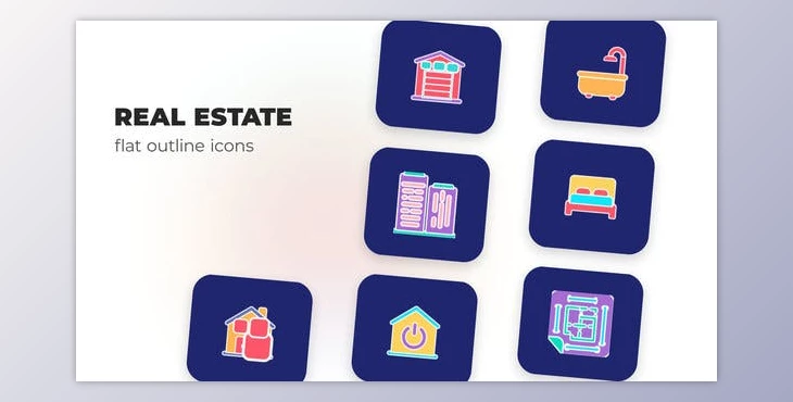 Download Real Estate – Flat Outline Icons (Videohive 45847877) - AE Project