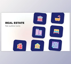 Download Real Estate – Flat Outline Icons (Videohive 45847877) - AE Project