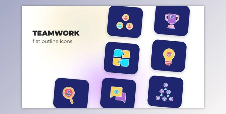 Download Teamwork – Flat Outline Icons (Videohive 45848108) - AE Project