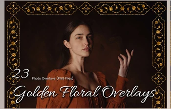 Download 23 Golden Floral Photoshop <span class='badge badge-warning'>Overlay</span>