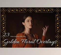 Download 23 Golden Floral Photoshop Overlay
