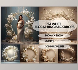Download 24x White Floral Ring Digital Backdrops