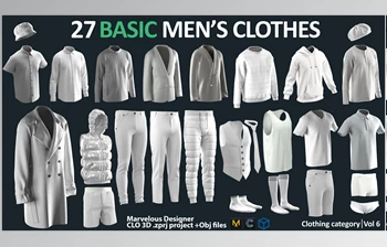 Download Artstation – 27 BASIC MEN’S <span class='badge badge-warning'>CLOTHES</span> PACK / Marvelous Designer / CLO3D + ZPRJ + OBJ + material