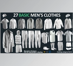 Download Artstation – 27 BASIC MEN’S CLOTHES PACK / Marvelous Designer / CLO3D + ZPRJ + OBJ + material