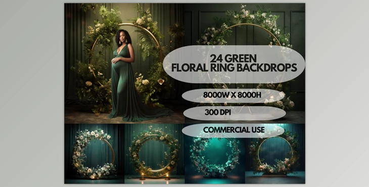 24x Green Floral Ring Maternity Backdrop Graphic by RockOrange Arts ·  Creative Fabrica