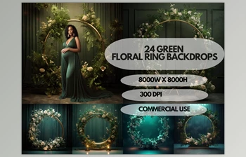 Download 24x Green Floral Ring <span class='badge badge-warning'>Maternity</span> Backdrop