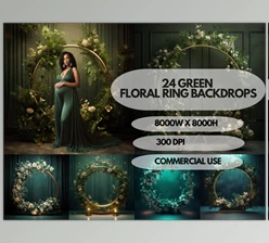 Download 24x Green Floral Ring Maternity Backdrop
