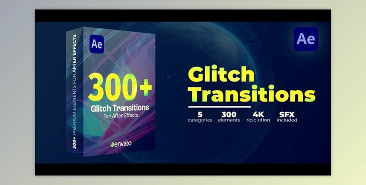 Download 300 Glitch Transitions (Videohive 46762527) - AE Project