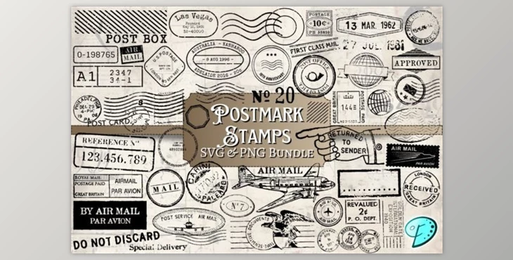 Download 100 Postmark Stamps SVG and PNG Bundle