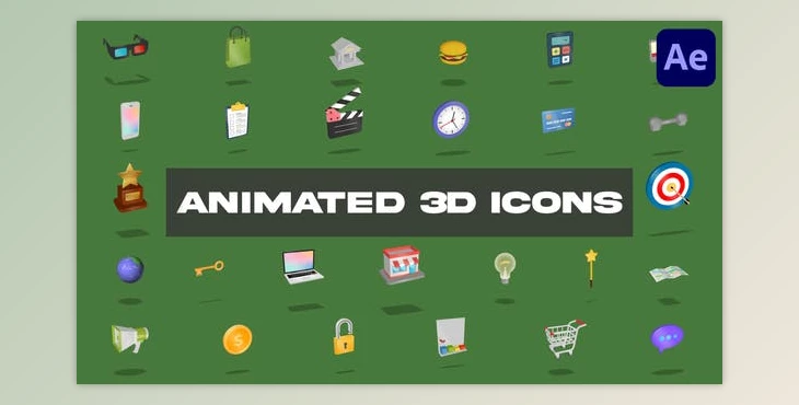 Download Animated 3D Icons for After Effects (Videohive 46967970) - AE Project