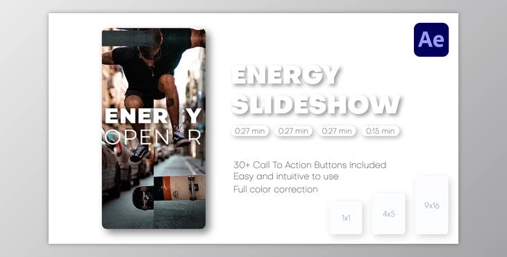 Download Energy Slideshow – Instagram Reels, TikTok Post, Short Stories (Videohive 41407206) - AE Project