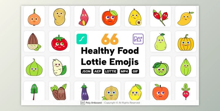 Download Healthy Food Lottie Emojis (Videohive 47153299) - AE Project