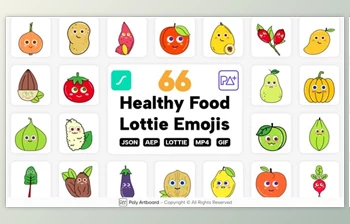 Download Healthy <span class='badge badge-warning'>Food</span> Lottie Emojis (Videohive 47153299) - AE Project