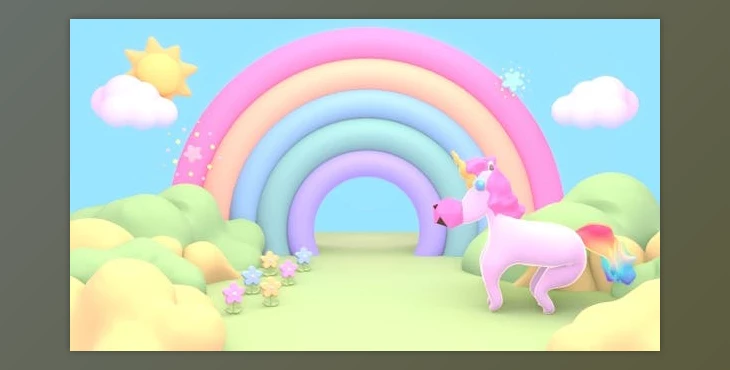 Download Rainbow Grass Land With Unicorn (Videohive 46810371)