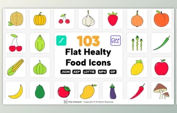 Download Healthy <span class='badge badge-warning'>Food</span> Lottie Icons (Videohive 46682756) - AE Project