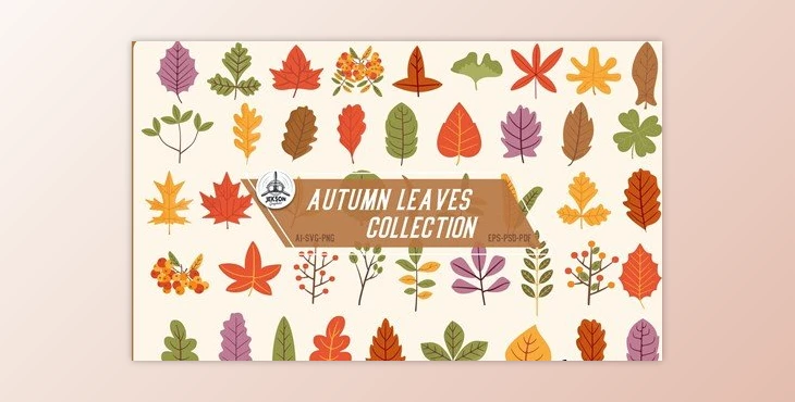 Download Autumn Leaves Vector Elements. Fall Clipart Set TNY87P3