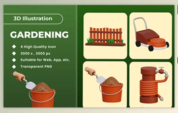 Download Gardening <span class='badge badge-warning'>3d</span> Illustration v.2 FVP9AE6
