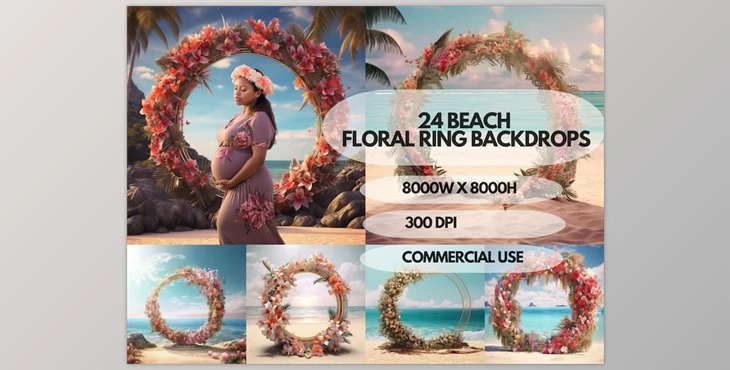 Download Beach Floral Ring Maternity Backdrop