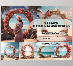 Download Beach Floral Ring Maternity Backdrop