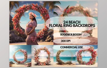 Download <span class='badge badge-warning'>Beach</span> Floral Ring Maternity Backdrop