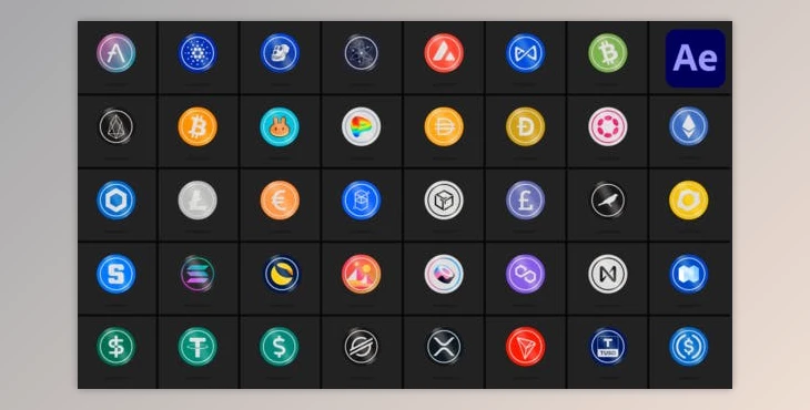 Download 40 Cryptocurrencies for After Effects (Videohive 47365136) - AE Project