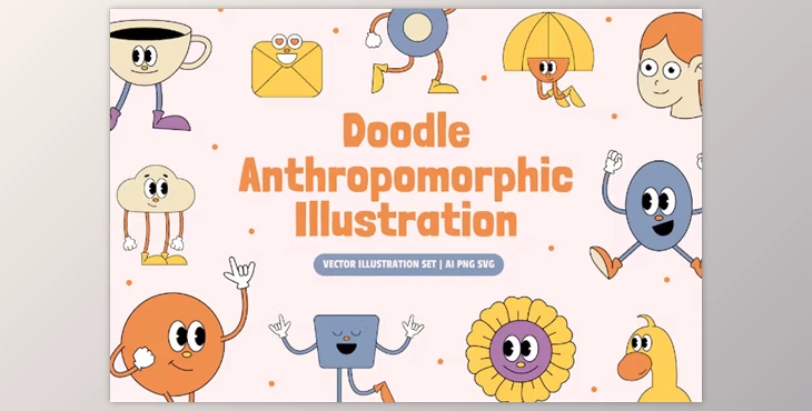 Download Doodle Anthropomorphic Illustration Set LHKFK4N