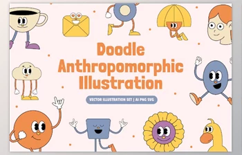 Download Doodle Anthropomorphic Illustration <span class='badge badge-warning'>Set</span> LHKFK4N