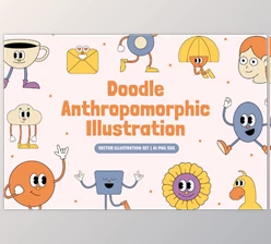 Download Doodle Anthropomorphic Illustration Set LHKFK4N