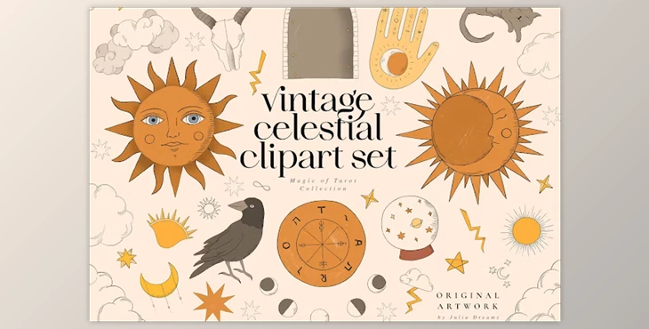 Download Vintage Celestial Retro Illustrations Tarot QMM8UDG