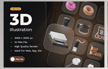 Download <span class='badge badge-warning'>Coffee</span> Shop 3d Illustration NJNNJS6