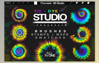 Download Tie Dye Brushes Studio <span class='badge badge-warning'>Procreate</span>