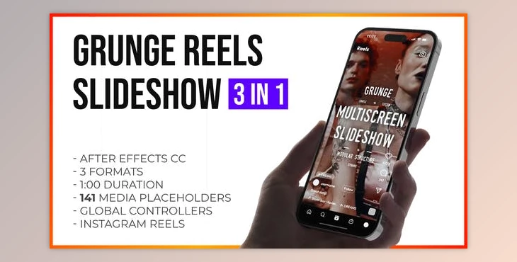 Download Grunge Grid Multiscreen Slideshow Reels and Stories (Videohive 47632698) - AE Project