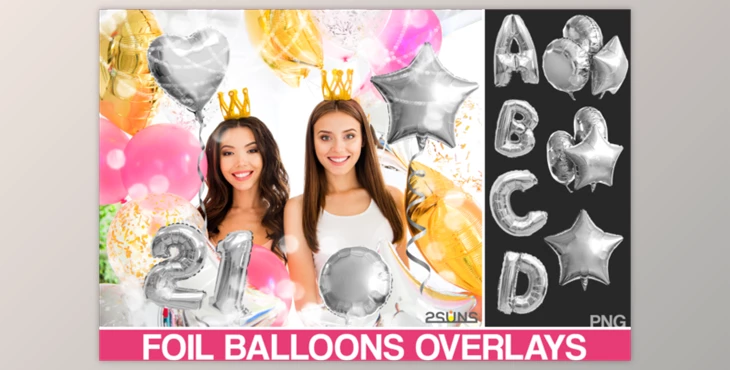 Download Foil Number Alphabet Balloon Overlay