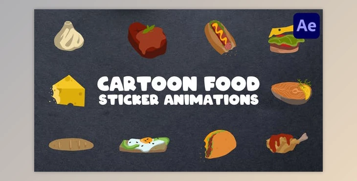 Download Cartoon Food Sticker Animations for After Effects (Videohive 47594608) - AE Project