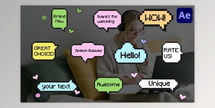 Download Pixel Speech Bubbles for After Effects (Videohive 47565019) - AE Project